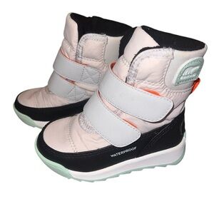 EUC Sorel Toddler Whitney II Strap Waterproof Boots ❄️☃️ Mint White Black Velcro